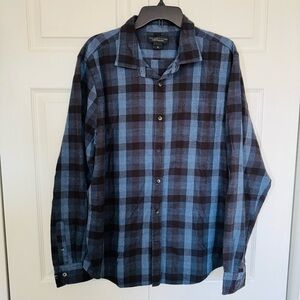 Bloomingdale's Brown and Gray Plaid Shirt
